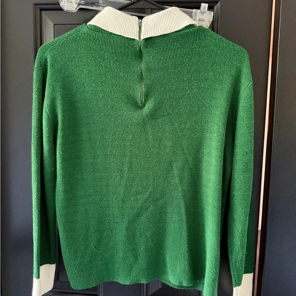 Vintage Green and White Women's Sweater - Picture 2 of 3